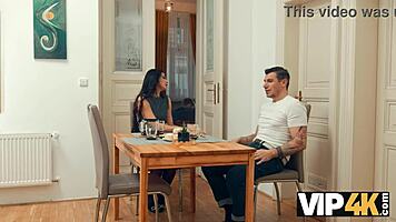 VIP4K Brunette Babe Sucks Old Cock in Stockings!