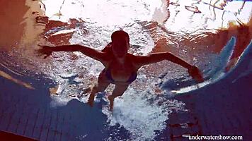 Martina's Tight Pussy Teases In Blue Bikini Underwater