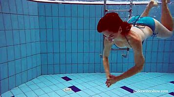 Martina's Tight Pussy Teases In Blue Bikini Underwater