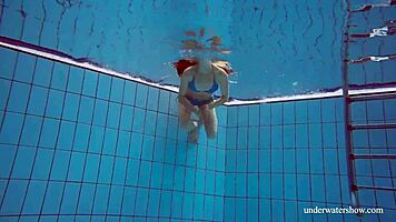 Martina's Tight Pussy Teases In Blue Bikini Underwater