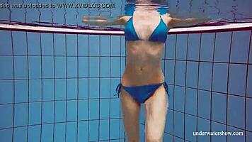 Martina's Tight Pussy Teases In Blue Bikini Underwater