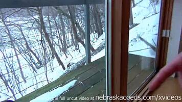 Snowed In with Teen and Huge Black Dildo