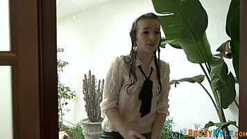 chubby lesbian cougar takes strapon deep