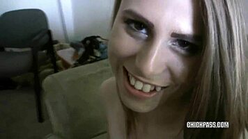 i watch blonde cutie soleil fuck her dildo and suck my cock in college dorm
