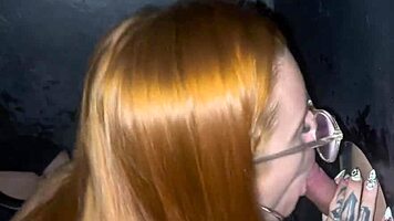 Me and Redhead Friend Suck at Glory Hole Swing Club