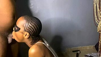 Wow, That Pretty Petite Black Neighbor Surprisingly Gives An Amazing Blowjob And Spits!