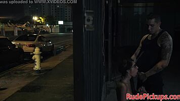 Glasses teen gets public facial from dom