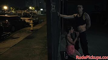 Glasses teen gets public facial from dom