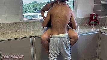 Got Caught Cooking in Kitchen and Ended Up Eaten Out by Him. He Nailed Me Hard and Finished on My Butt!