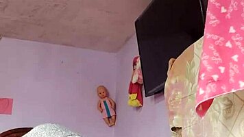 Rich cumshot explodes solo in step mother-in-law’s private room. What a sneaky thrill with her panties nearby.