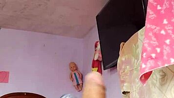 Rich cumshot explodes solo in step mother-in-law’s private room. What a sneaky thrill with her panties nearby.