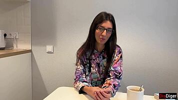 Nerdy Girl with Glasses Turns Into a Nympho! Loves Sperm All Over Her Face! 😜