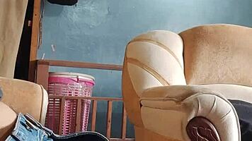 masturbating my cock in the living room 😈