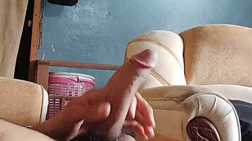 masturbating my cock in the living room 😈