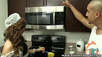 Petite Maid Takes Intense Facial