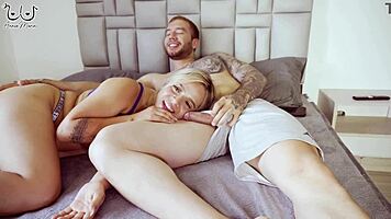i share a bed with my stepbro and he makes me suck his cock