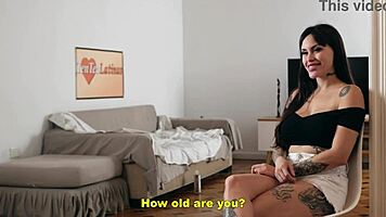 Hey, wanna watch this tattooed Latina with fake tits get pounded by casting agent?