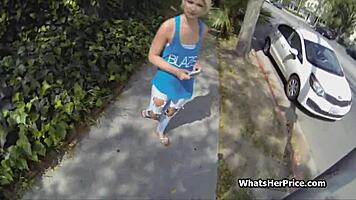 Picking up a short-haired blonde cutie for hardcore homemade doggystyle fucking