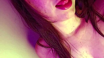 A Colombian woman with tattoos and big natural tits submissively masturbates with a big dildo until creamy cumshot.