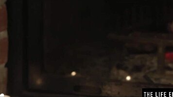 perfect country girl gets herself off hard by the cozy fire