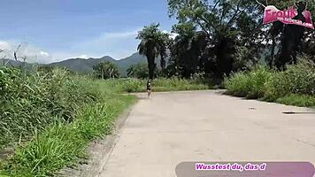 German teen gives stranger blowjob on the street