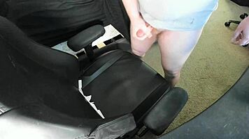 ginger teen 18+ explodes huge cum load on chair while jerking solo in bedroom
