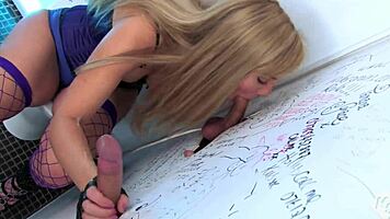 Man, this big booty British blonde handles two dicks at the gloryhole