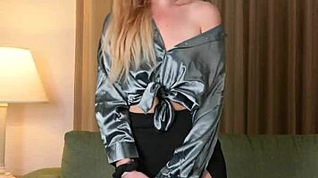 Hazel Ash slips into tight yoga pants and heels for a steamy try-on session