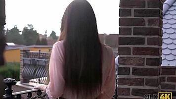 sexy lassie thrilled older bf back from trip, they ride cowgirl with clothes ripped