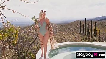 blonde milf ali claire strips naked outdoor posing