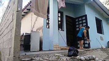 Damn! Ugly old man pounds busty big-ass beauty with huge nipples in outdoor action!