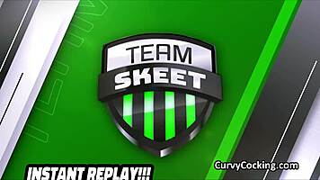 Let him watch the game while I ride your big cock, teen brunette with big tits.