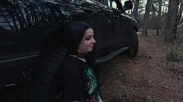 Submissive Girl Licks Ass and Drinks Piss at Roadside Picnic Before Rough Face Fucking