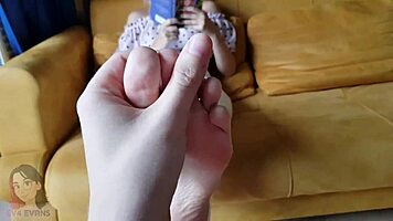 Naughty student explores first time barefoot adventure