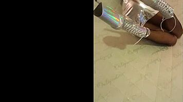 total silver and fishnet pantyhose on big ass