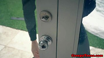 hardfucked 18yo girl next door gets pounded doggystyle by horny neighbor.