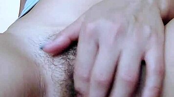 Solo girl fingers hairy pussy to shaking legs orgasm?