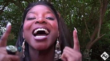 British ebony babe sucks horny dogger on walk