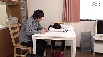 japanese step sister and brother in a cute family moment