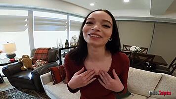 I witness BBC surprise as he cums inside 18-year-old with natural tits.