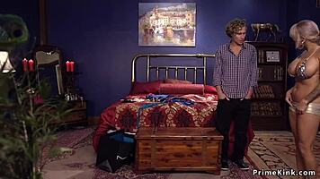 young dude rough bangs tied busty milf with choking and gagging