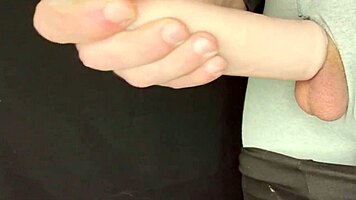 Robbystrokes shows foreskin extender with huge cumshot on teen 18+ cage play.