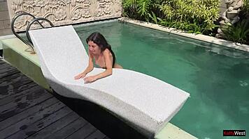 Katty West squirts hard and takes cum in mouth