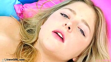 The luminous blonde beauty poses for a photoshoot