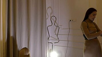 Blonde Petite Girl Interviews Girlfriend In Changing Room