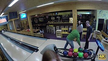 Lucky Fucker Sets Up Wild Public Pickup Fuck at Czech Bowling Alley