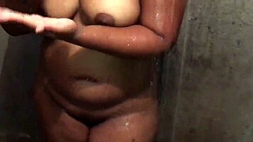 Brazilian Teen's Christmas Surprise: Outdoor Shower Sex with Indian Shemale, Cum Inside