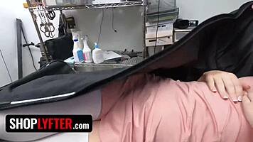 Bratty Shoplifter Caught By Police, Forced Striptease And Clothes Ripped At Work.