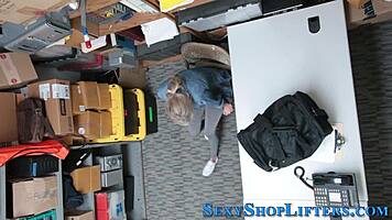 Naughty Shoplifter Caught in Petite Blonde Act