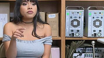 Hot latina teen 18+ gets caught giving blowjob in full movie